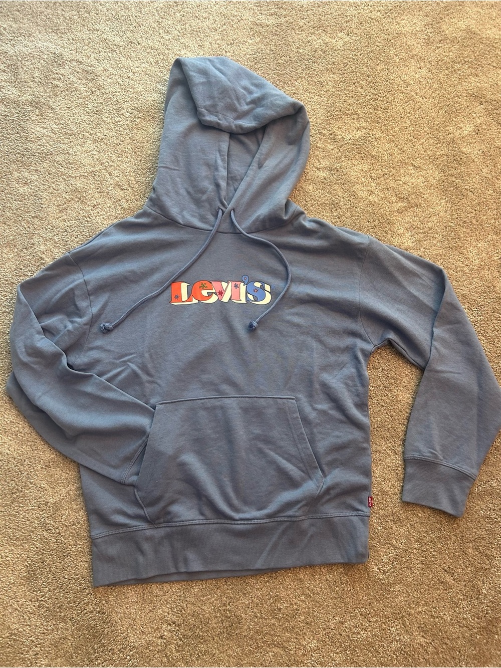 Levi's Slate Blue Crewneck Hoodie with Multi-Color Logo